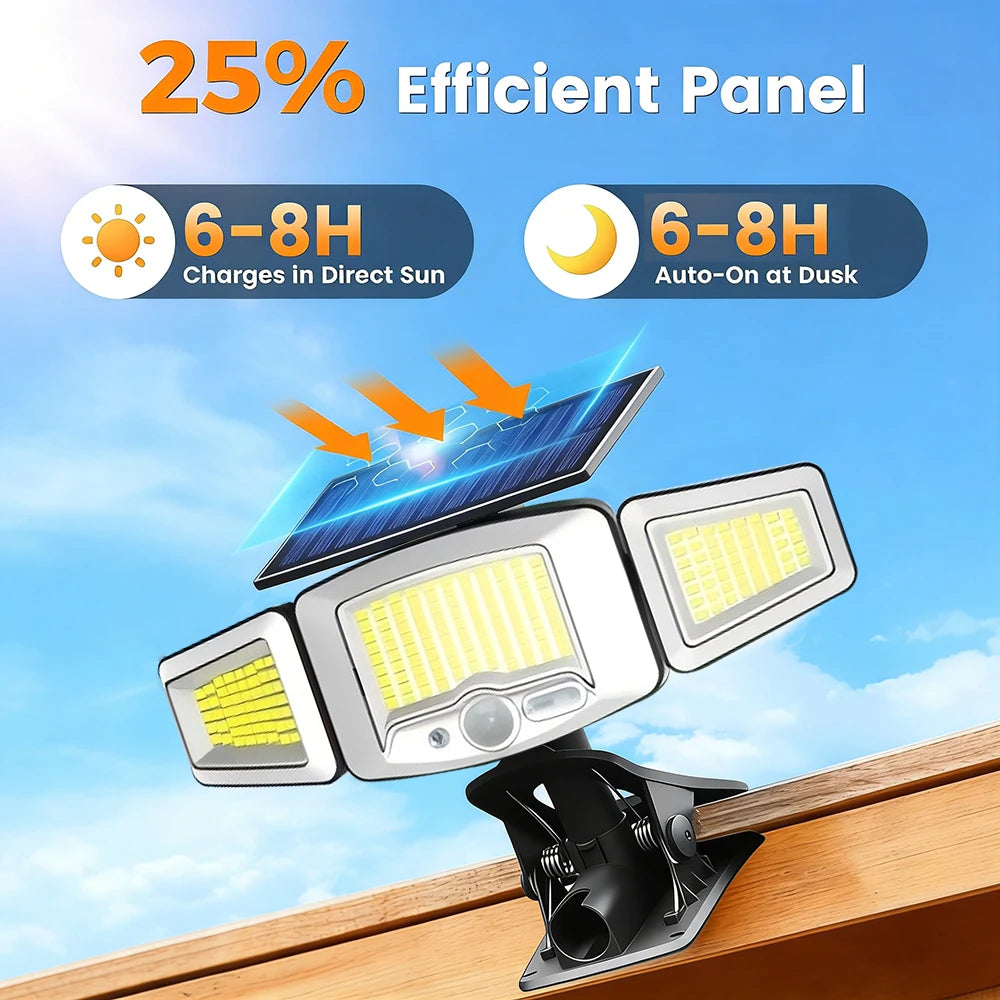 Solar Lights Outdoor 3 Heads Motion Sensor 231LED Security Flood Lights Waterproof with 3 Modes Wall Lamp for Garden Patio Yard