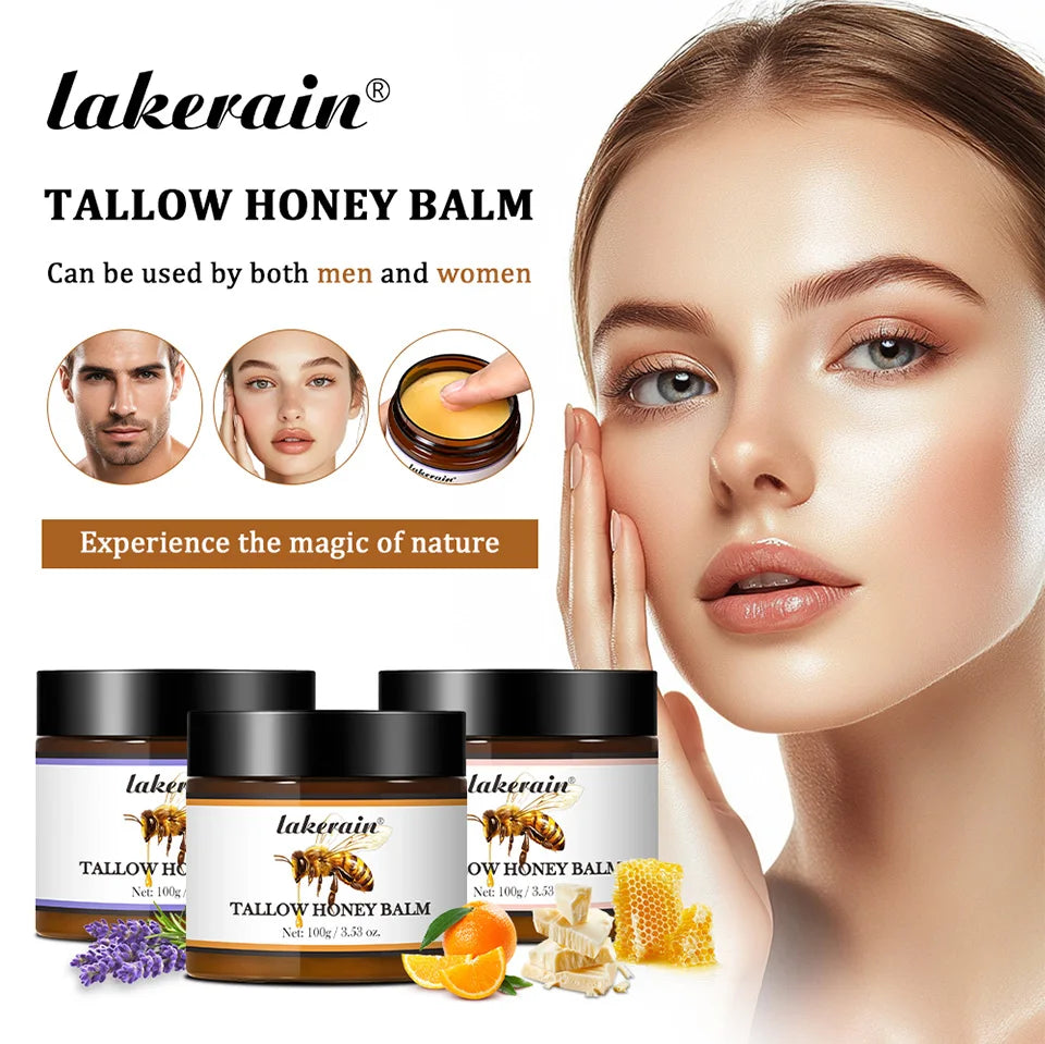 Honey Tallow Balm for Face Natural Handmade Lotion Whipped Beef Tallow Cream for Face & Body Sensitive Skin for Men & Women
