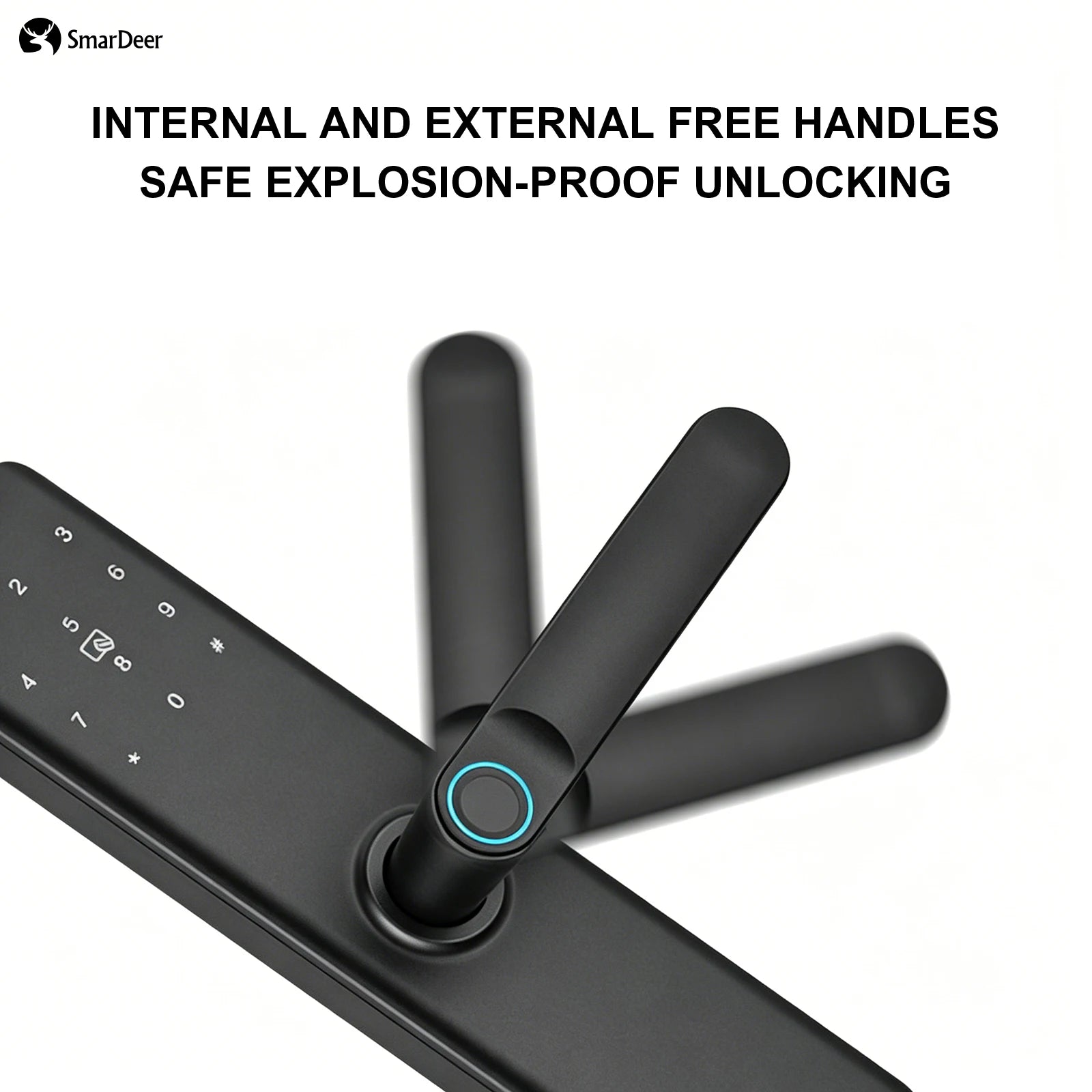 SmarDeer Indoor 5-in-1 Intelligent Door Lock,Tuya WIFI Fingerprint Lock，Keyless Entry Smart Electronic Door Lock for Home