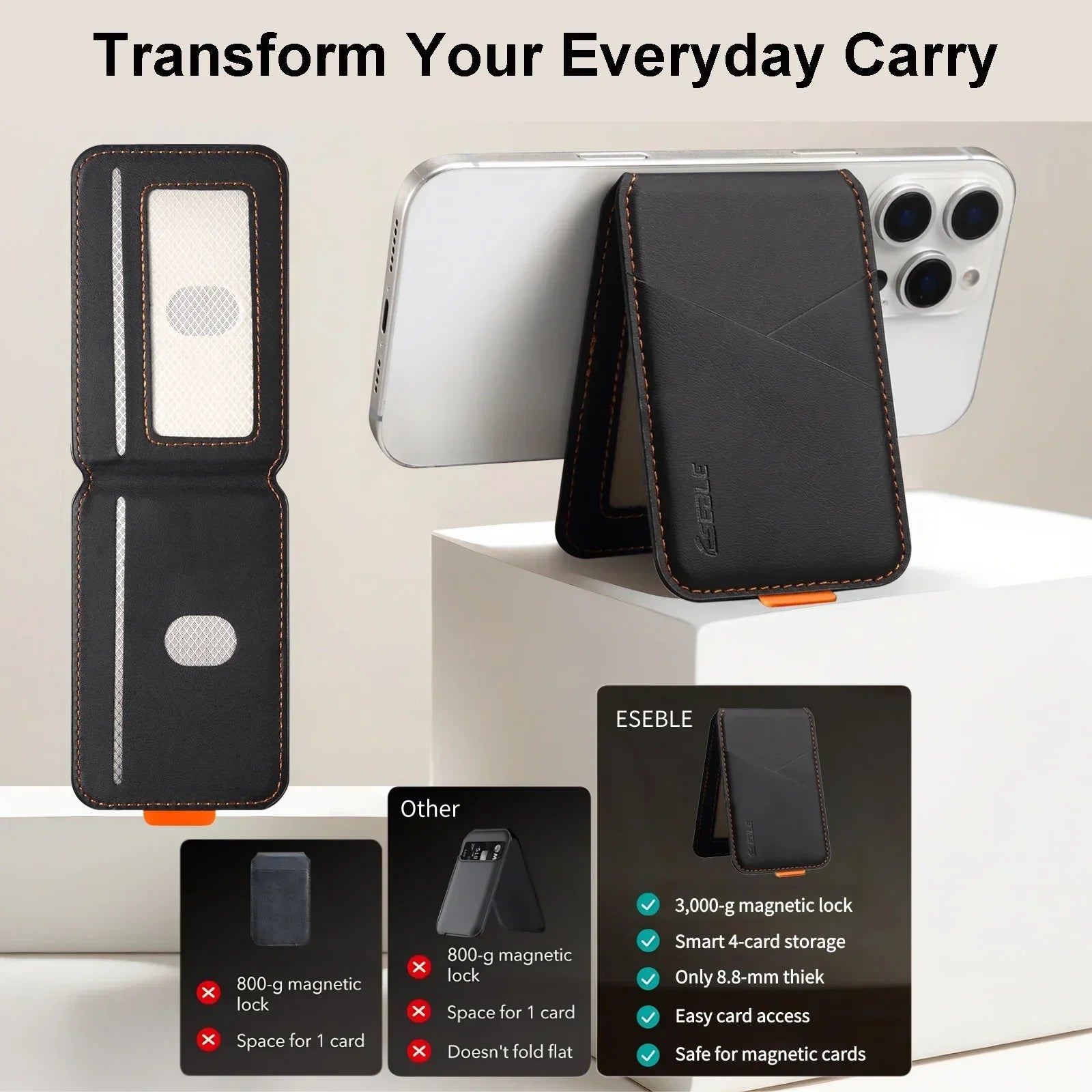 Magnetic Card Holder for iPhone: Slim RFID MagSafe Wallet & Card Case Tidesmit