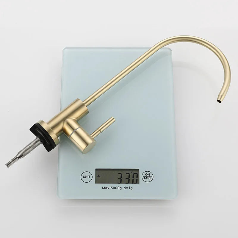 304 Stainless Steel Brushed Gold Kitchen Faucet 1/4" Water Purifier Faucet Direct Drinking Faucet Anti-Osmosis Purifier Tap