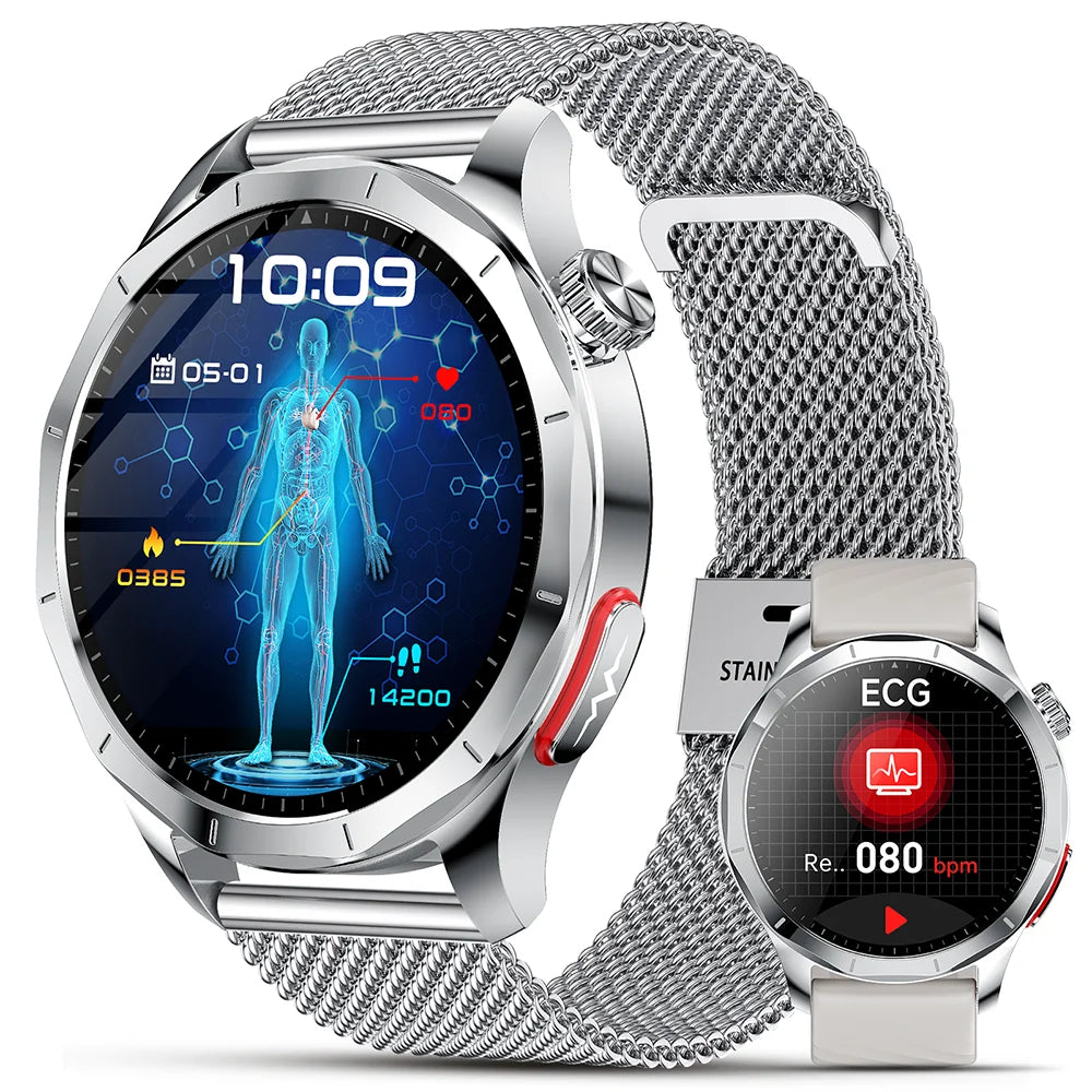 Marsyu AI-GPT Nursing Grade Health Smart Watch Body Fat Uric Acid ECG+PPG Body Fat BP HD Call Sports Smart Watch For Men Women