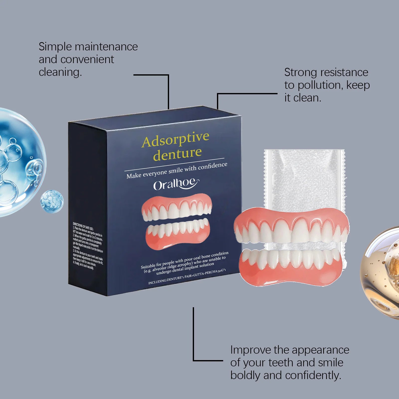 Denture Decoration Set - Daily Decoration for Oral Cavity & Teeth, Comfortable Fit for Dentures, Reveals Natural Smile