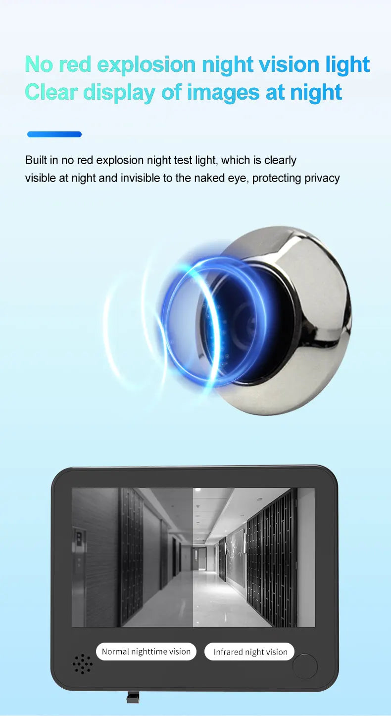 DANMINI 4.3'' Smart Door Peephole Camera WiFi Tuya Human Detection 6000mAh 120° 2KHD  3MP IPS HD Screen Remote Video Eye