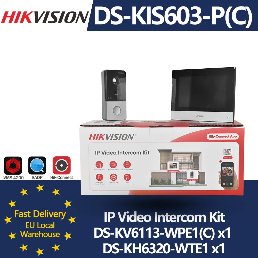 HIKVISION IP Video Intercom Kit DS-KIS603-P(C) Including DS-KV6113-WPE1 DS-KH6320-WTE1 For Villa Or House