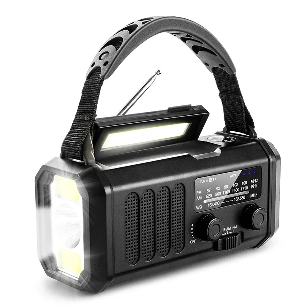 Woopker Radio XSY-330 10000mAh FM Emergency Radio Solar Hand Crank Generator AM/FM/NOAA LED Portable Radio SOS Alarm Power Bank