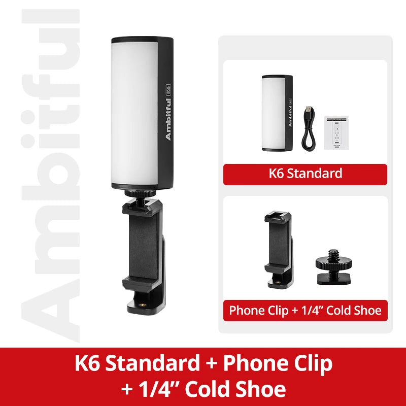 RGB Handheld LED Video Light - Magnetic Tube with Adjustable Temperature K6 Kit 7 China Mainland Tidesmit
