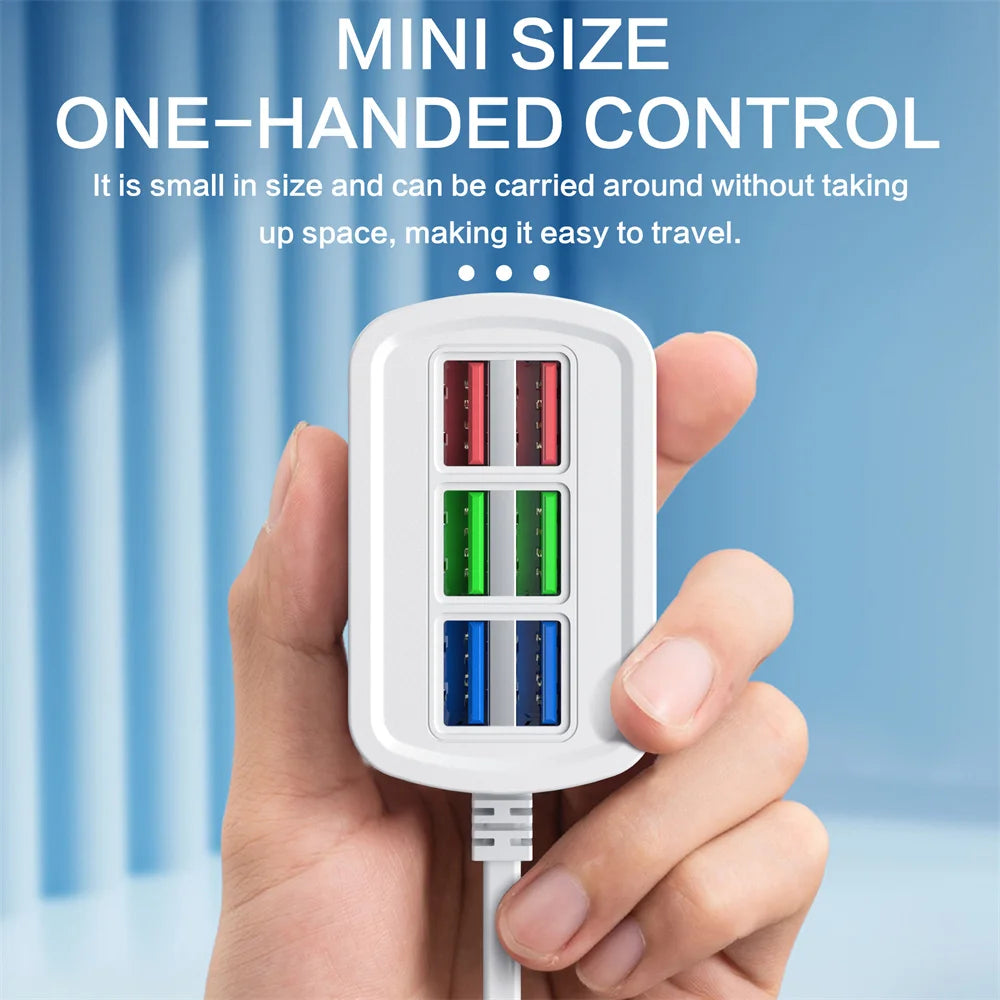 Universal 6 USB Charger Fast Charging Adapter Mobile Phone Power Strip with 1m Cable 6 USB HUB Charging Station For Home Office
