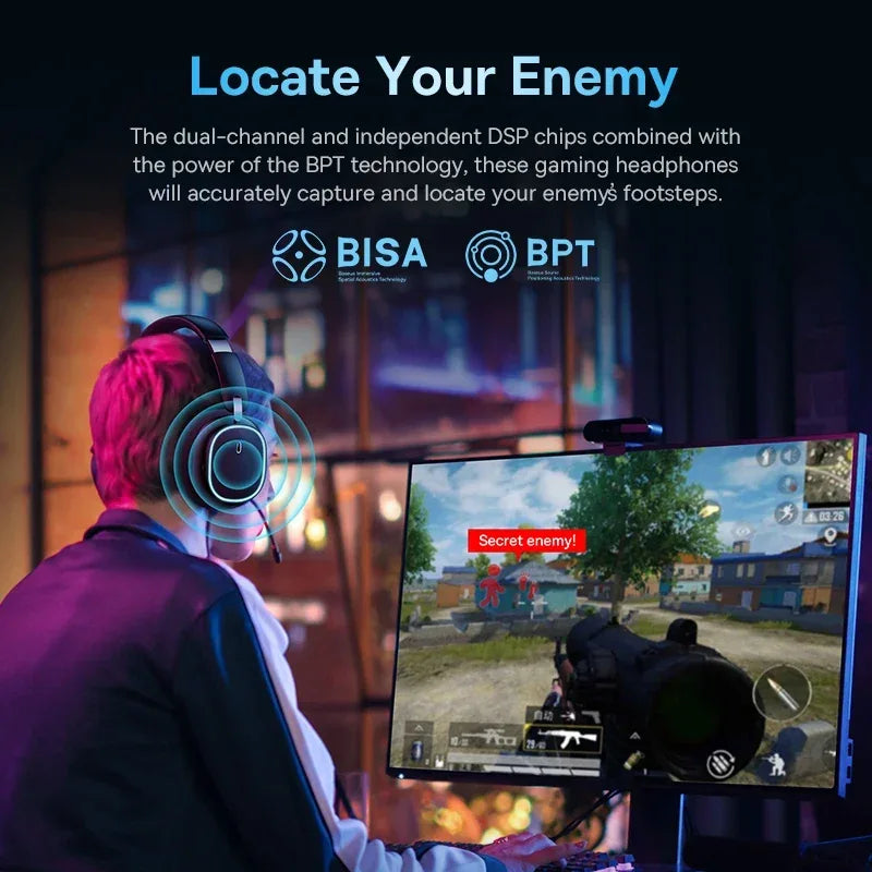 Baseus GH02 Gaming Wireless Headphone with Mic Over-Ear Headphones Bluetooth 5.3 40mm Driver 2.4G/Wireless/Cable RGB Headsets Tidesmit