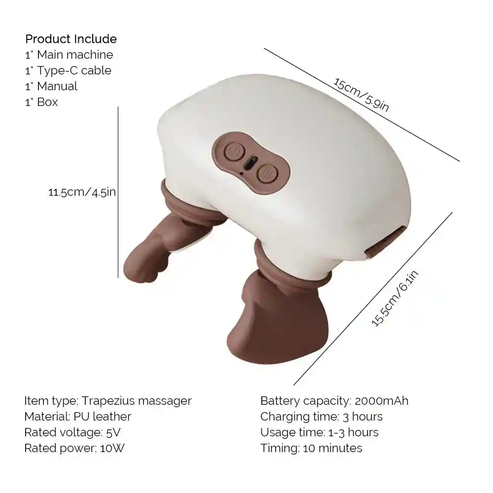 Tidesmit 4D Electric Massager - Portable Neck and Shoulder Relief Back Massage Instrument Tidesmit