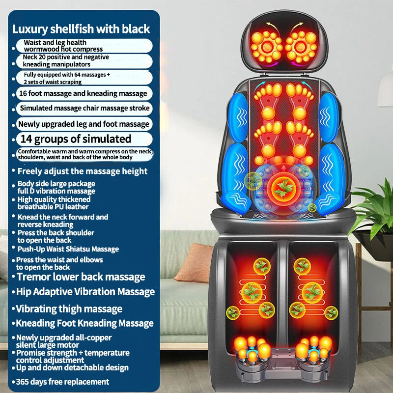 Full Body Electric Massage Cushion with Heat Therapy - Tidesmit Massage Cushion Black China Mainland Tidesmit