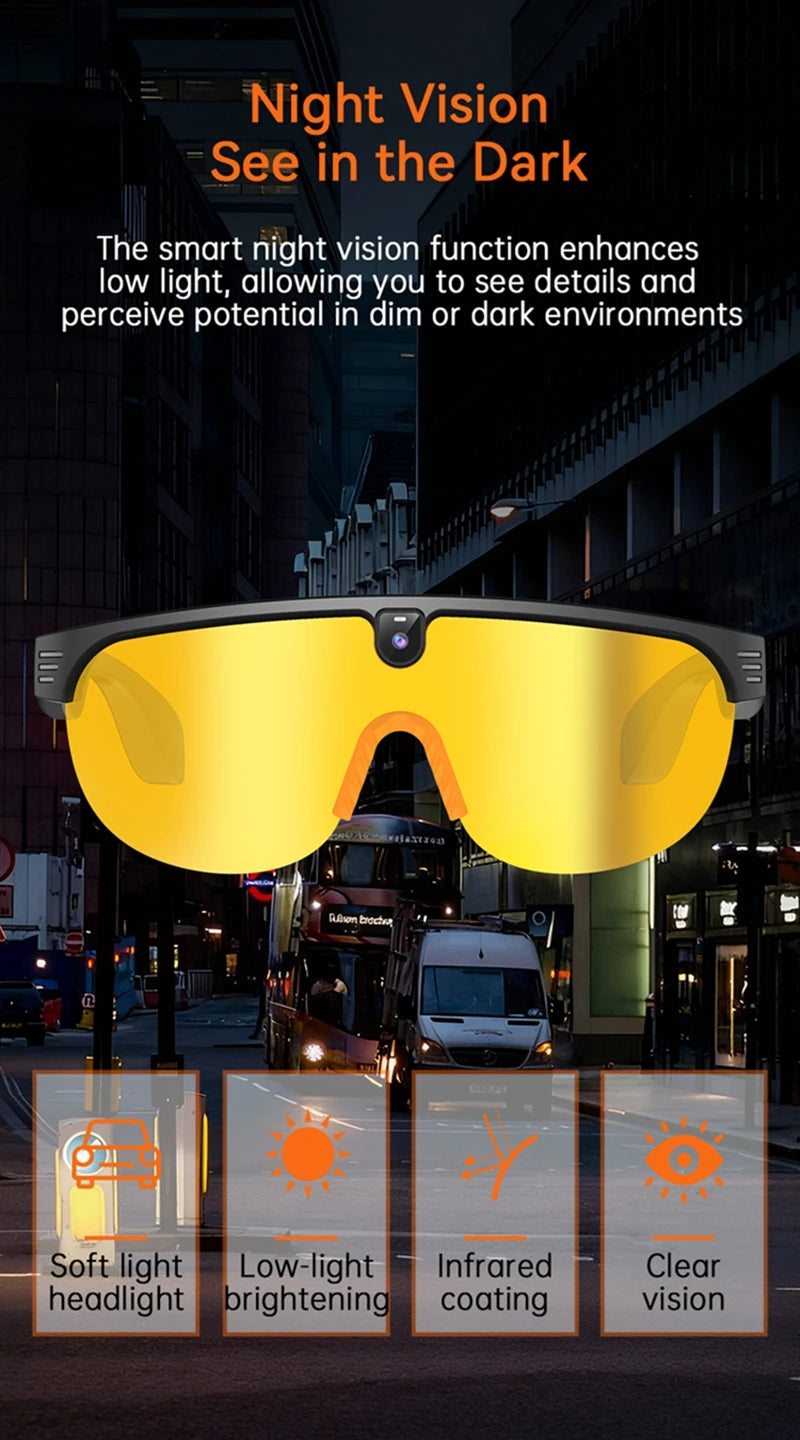 Smart Audio Sunglasses with HD Camera and Bluetooth Translation Tidesmit