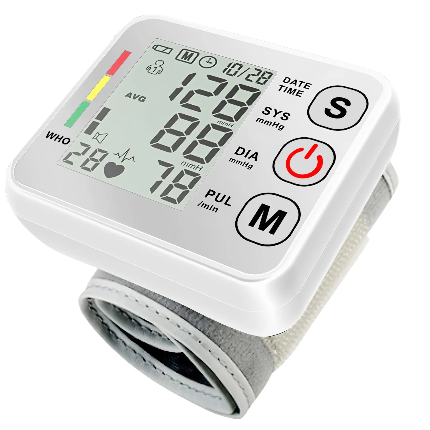 Portable Digital Wrist Blood Pressure Monitor - LCD Screen Heart Rate Pulse Meter Sphygmomanometer for Health Care