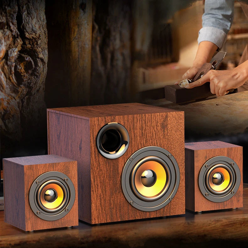 Portable Bluetooth Speaker - Wooden Desktop Audio with Deep Bass Tidesmit