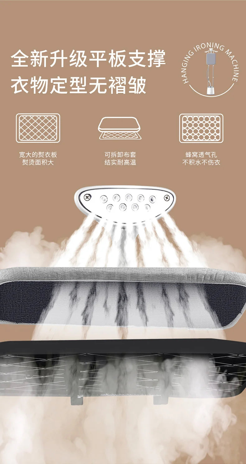 Tidesmit 220V 1800W handheld garment steamer with double bars for efficient vertical household clothes ironing