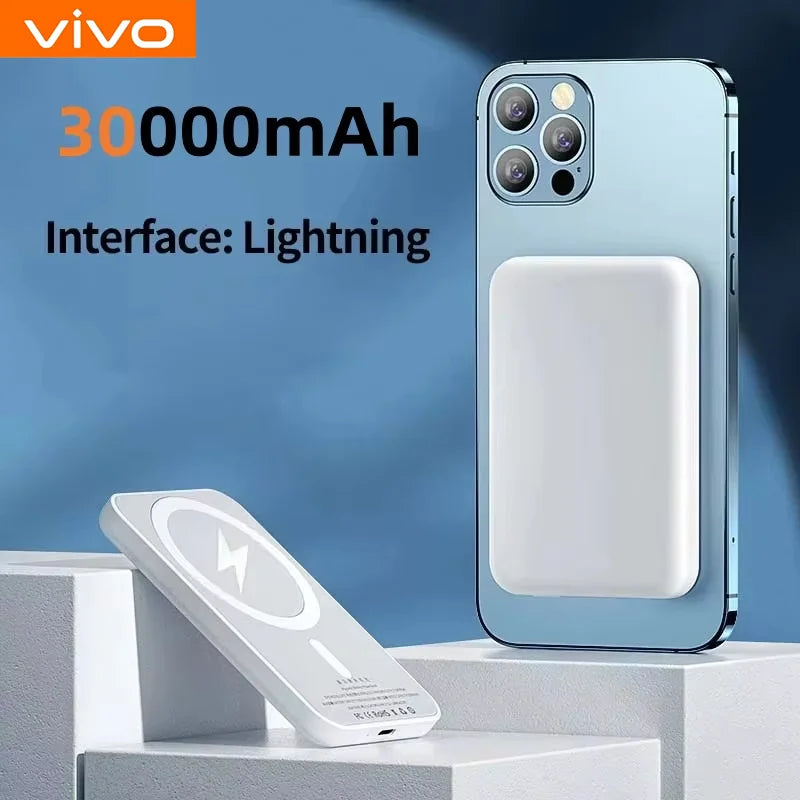Magnetic Power Bank 50000mAh - Fast Wireless Charger for iPhone White 30000mAh Tidesmit