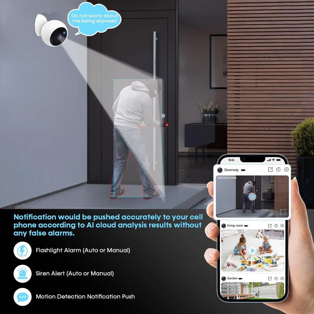 2K 5MP Wifi Home Security Camera Wireless Outdoor Magnetic Battery Powered Camera Surveillance AI Motion Detection Indoor HD Cam