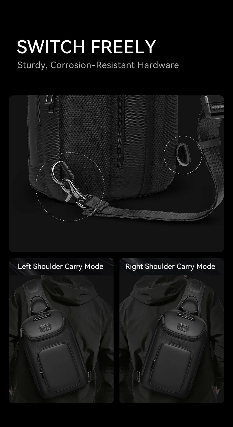 ReeYee N6 6L Sling Chest Bag, Combination Lock Security Crossbody Pack, Unique Design with Smart Organization Compartments