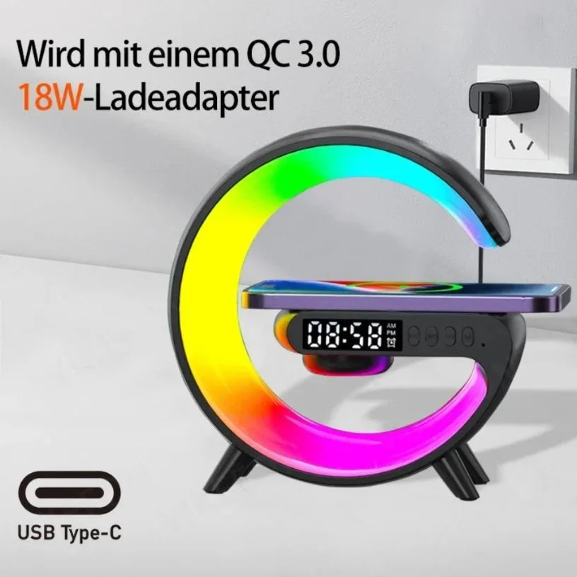 Wireless Charging Alarm Clock Speaker with Ambient Light & Bluetooth Tidesmit