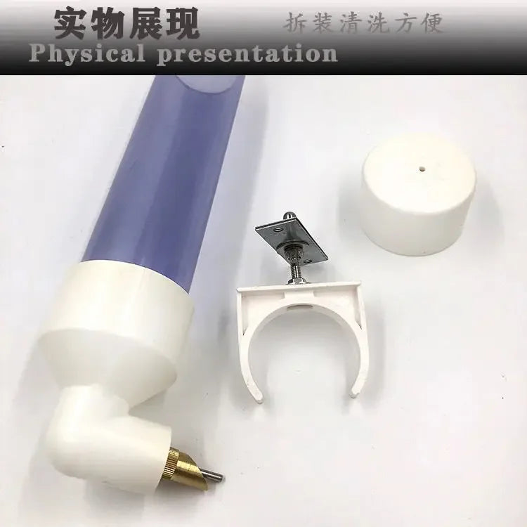 Large automatic parrot water dispenser with needle feeder and white cage mount for easy, mess-free hydration.