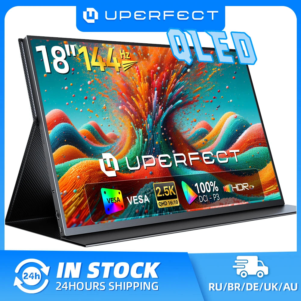 UPERFECT 2K 144Hz 18” Portable Gaming Monitor 100% DCI-P3 VESA Mount Matte Screen Mini HDMI & USB-C Travel Monitor for Laptop