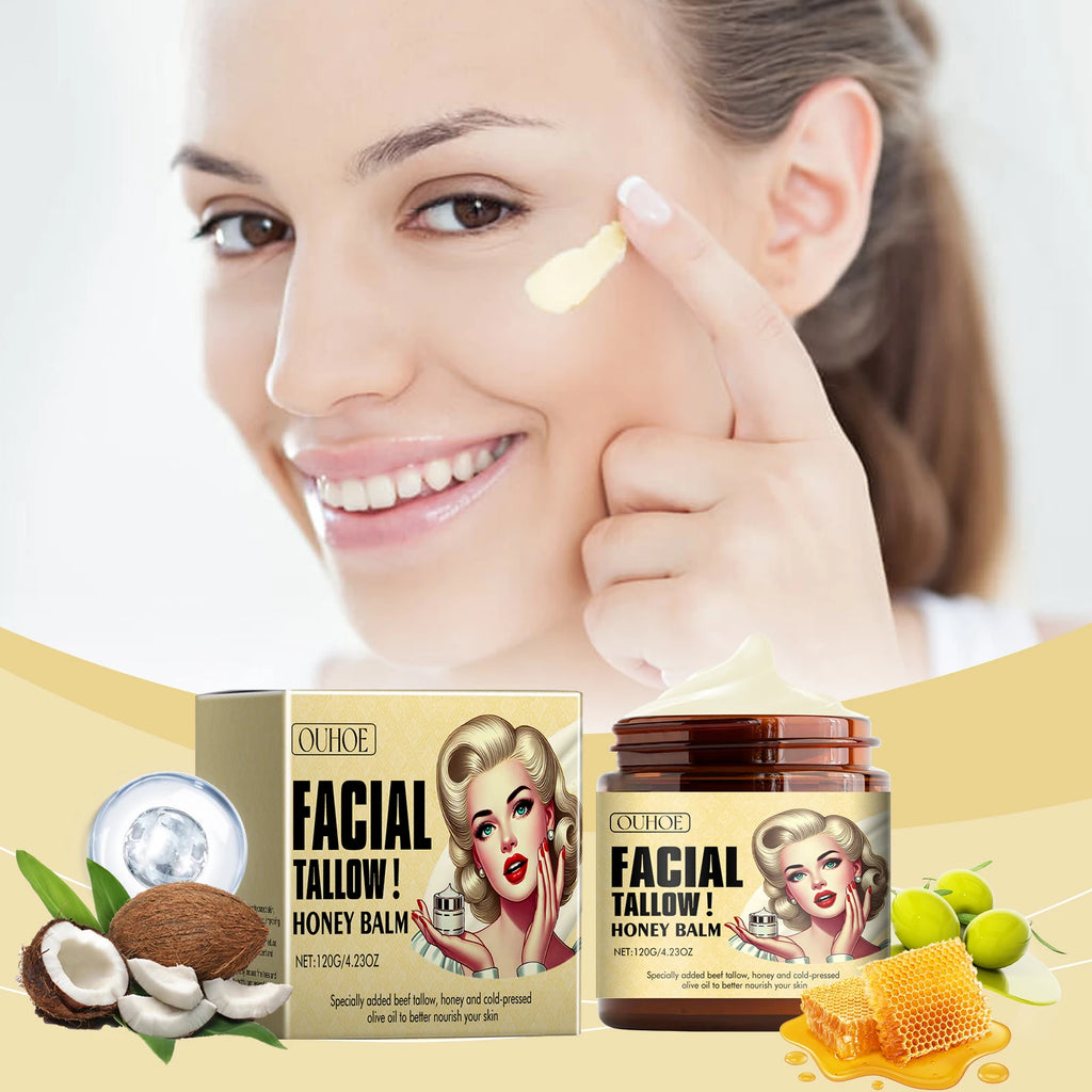 Tallow Honey Balm Fine Lines Removal Lifting Firming Tighten Smooth Improve Puffiness Hydrating Nourish Moisturizing Face Cream