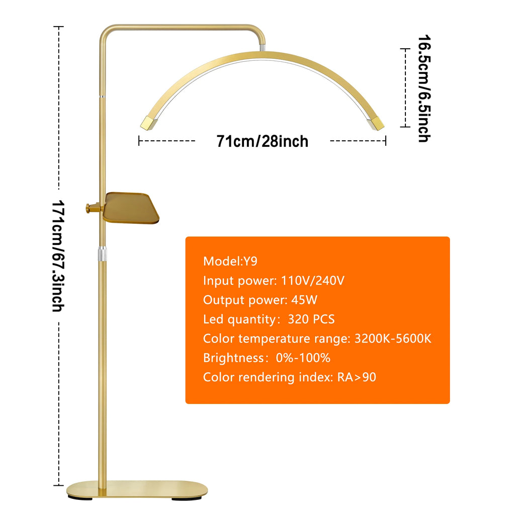 Half Moon LED Lash Light with Floor Stand - Adjustable Beauty Lamp Tidesmit