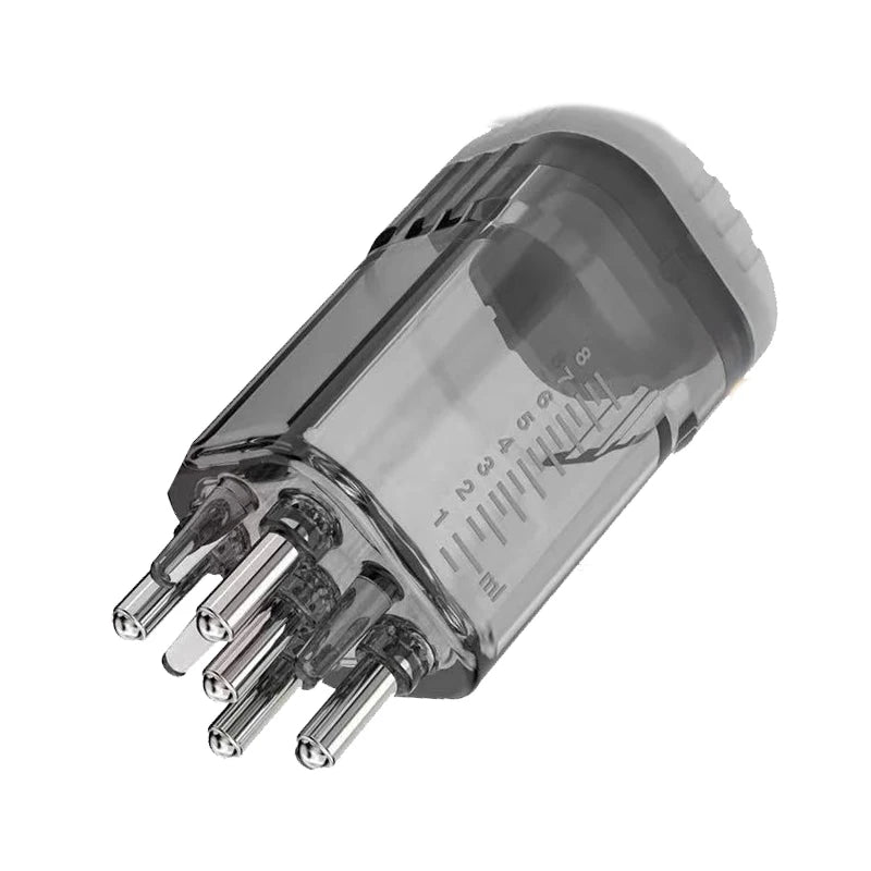 Grey scalp applicator tool with liquid reservoir and metal massage teeth for hair root conditioning and growth.