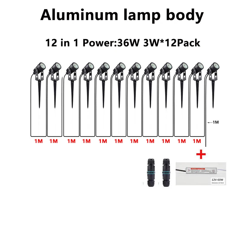 24V Low Voltage LED Garden Spot Lights 6-14Pack IP65 Waterproof + Transformer Outdoor Yard Patio Pathway Decorative Lighting