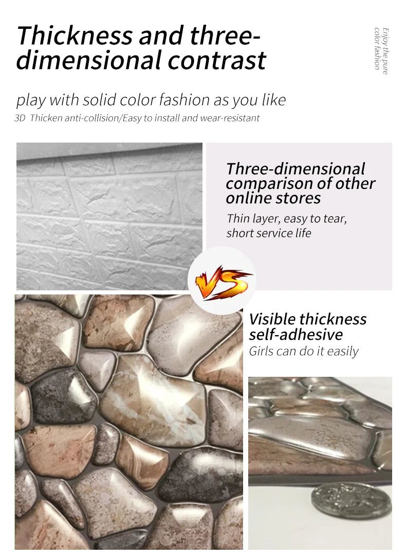 10/20Pcs Peel and Stick Tile Backsplash Thicker Design Marble Tiles 12"X12" Stick on Backsplash Self Adhesive Tiles for Any Room