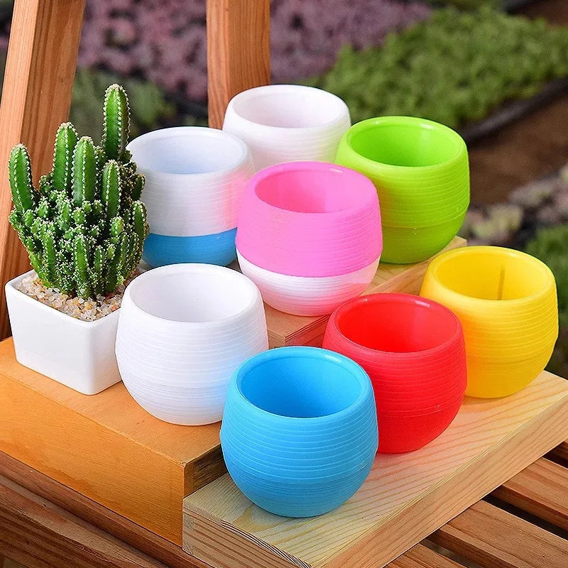 Flower Pot Set Plastic Color Breathable Mini Gardening Plant Tools Household Balcony Desktop Greenery Succulent Flowerpot