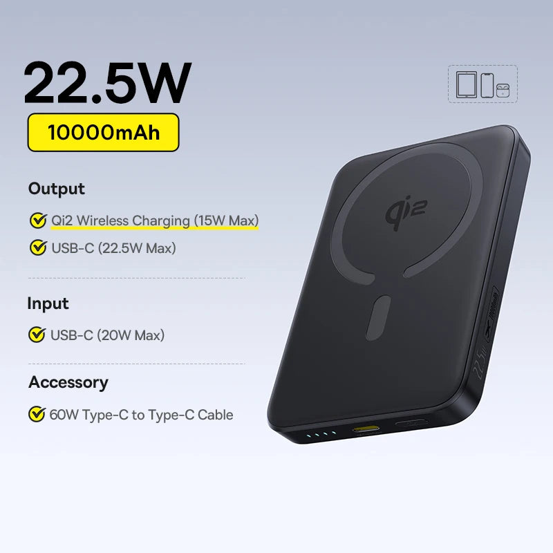 Magnetic Power Bank 10000mAh 15W Qi2 Wireless Fast Charger Qi2 Black 10000mAh China Mainland Tidesmit