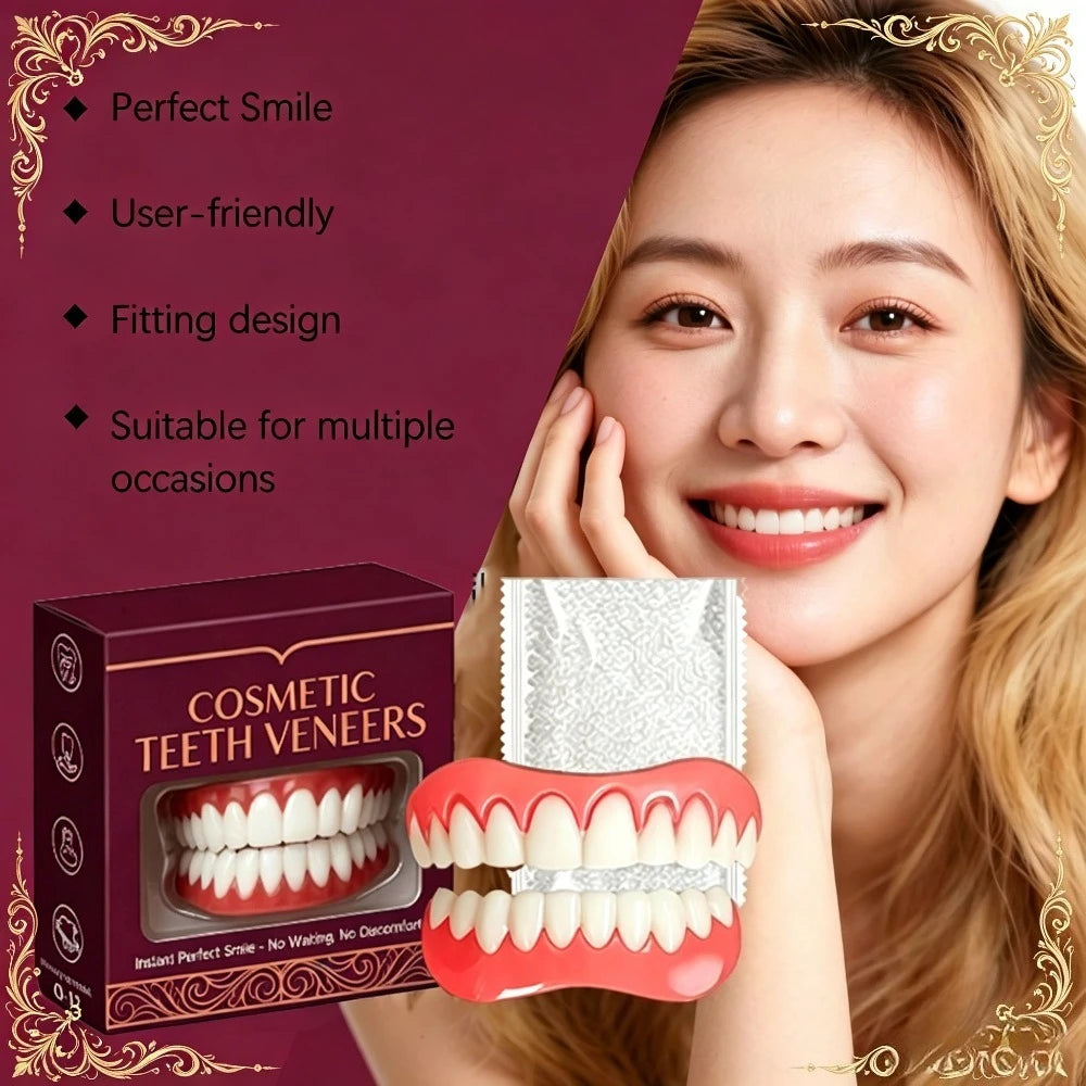 Silicone Gel Smile Veneers Upper & Lower Cosmetic Teeth Cover Comfort Fit Instant Natural Fake Teeth Braces Oral Care