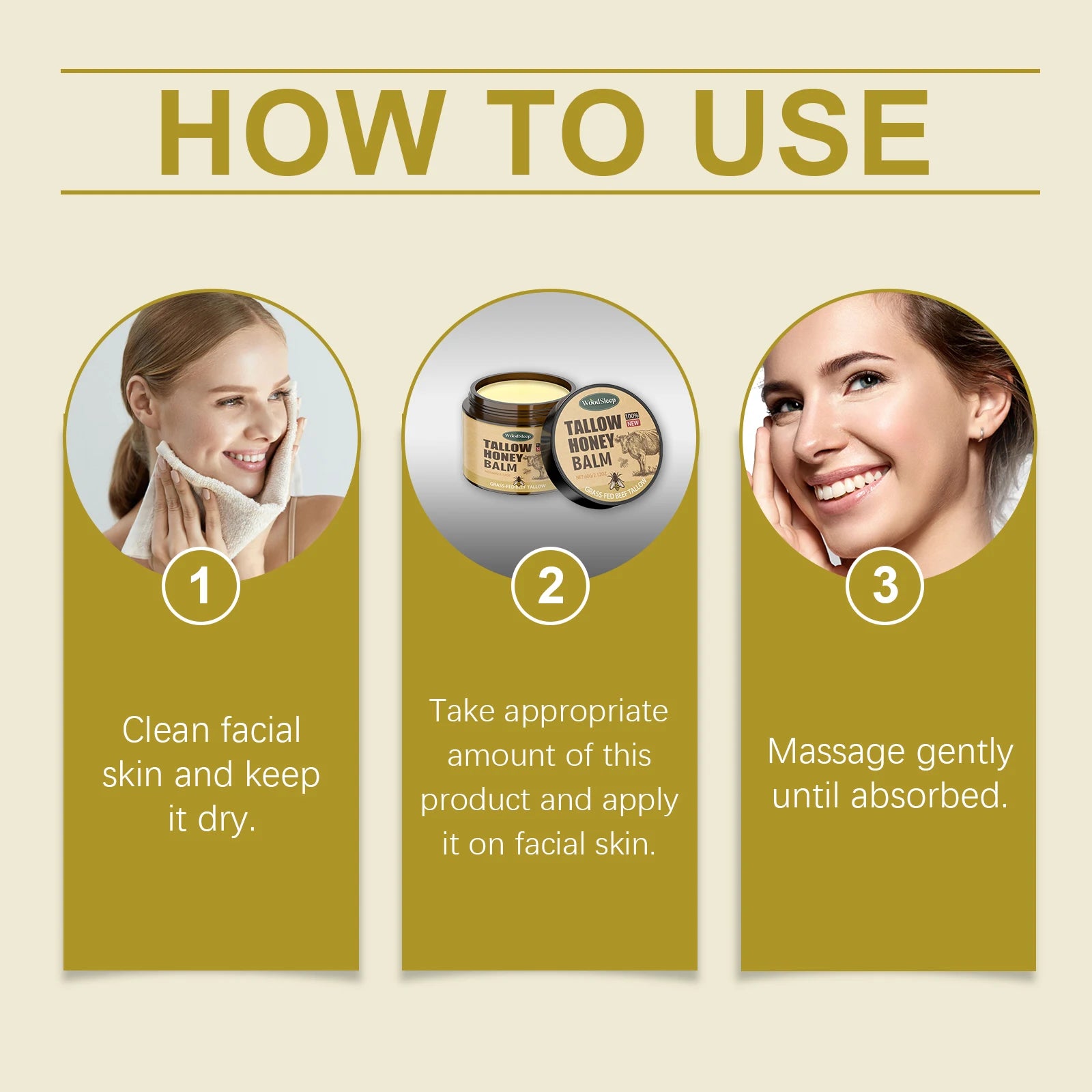 Deep Moisturizing Tallow Honey Balm For Face Natural Beef Tallow Anti Aging Light Non Greasy Skin Barrier Repair Daily Care 60g