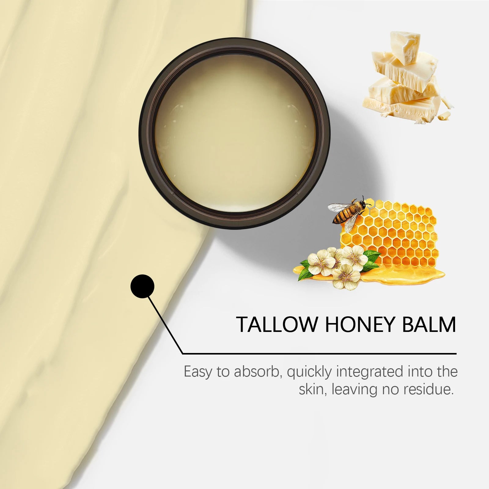 Deep Moisturizing Tallow Honey Balm For Face Natural Beef Tallow Anti Aging Light Non Greasy Skin Barrier Repair Daily Care 60g