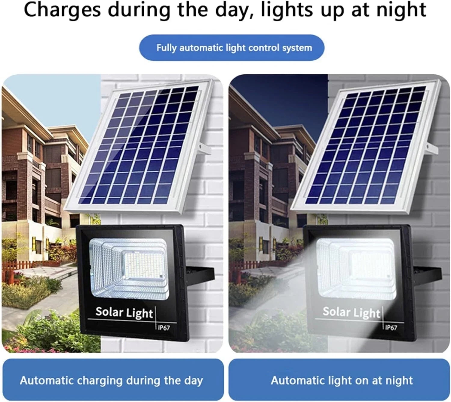 LED Solar Light Flood Lights Outdoor Solar Reflector Spotlights 65W With Remote Control For Garden Street