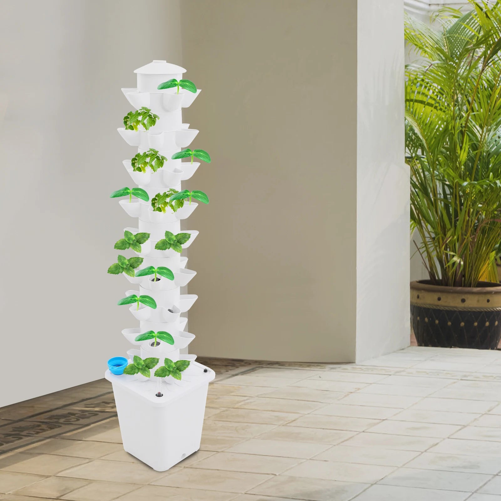 Vertical Hydroponic Growing System 45 Holes Kit with Water Pump Vegetable Planter for Balcony Garden Greenhouse