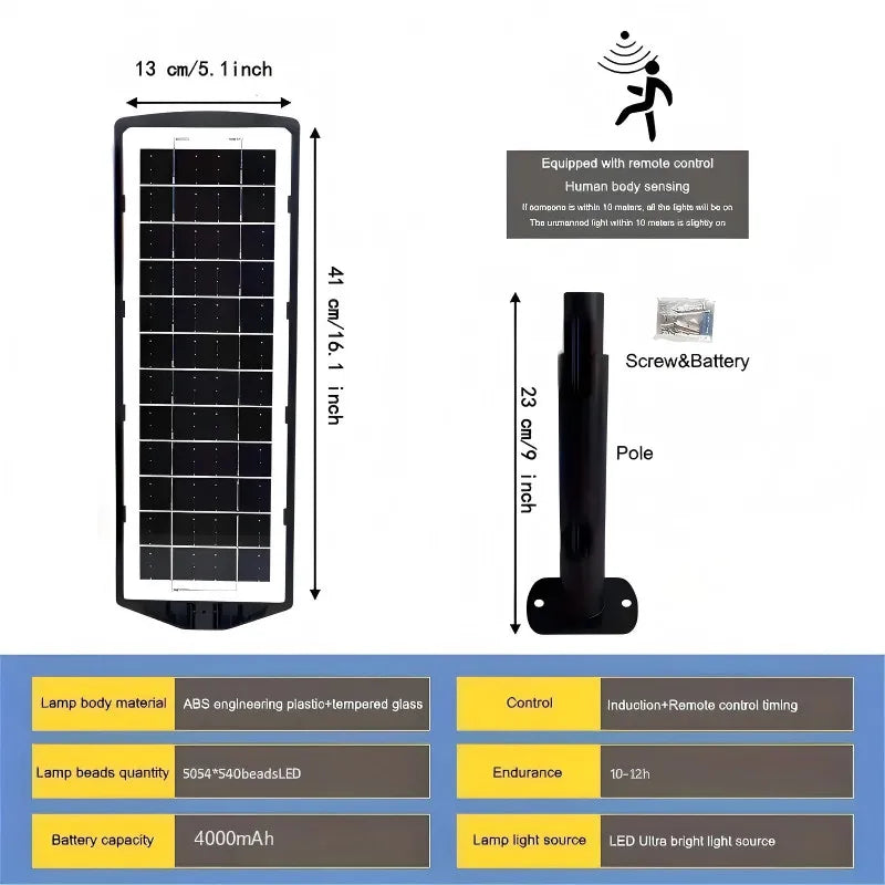 2-Pack 540-LED 120000LM Solar Street Lights (Outdoor Dusk-to-Dawn Motion Sensor) Easy to Install Waterproof