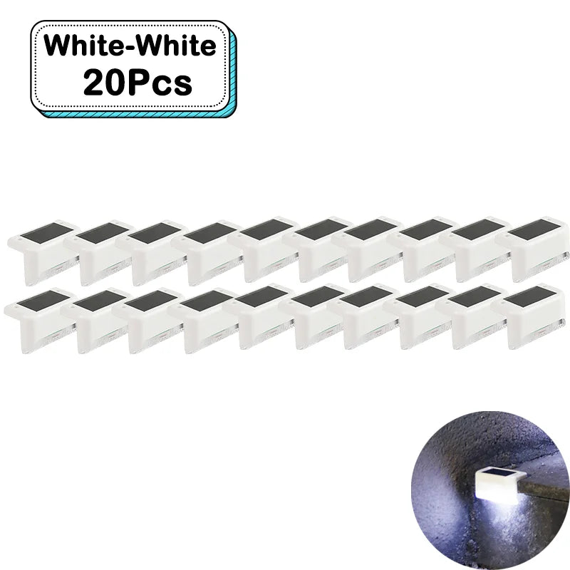 Outdoor Solar Step Lights Warm White LED Waterproof Stair Path Lighting for Garden Patio Fence Balcony Decoration Solar Power
