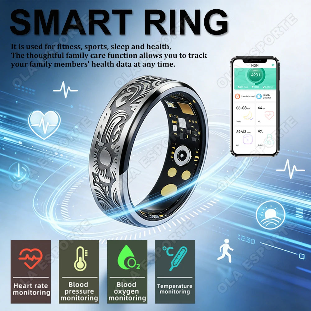 Smart Health Ring Fitness Tracker - Waterproof Biometric Monitor Tidesmit