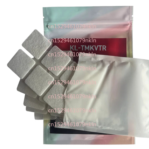 Anti-aging NMN/resveratrol supplement patches in a holographic zip-lock pouch. Transdermal wellness product.