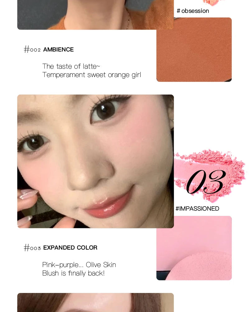 Tidesmit monochrome matte blusher palette texture close-up showing soft silky long-lasting natural nude cheek pigment