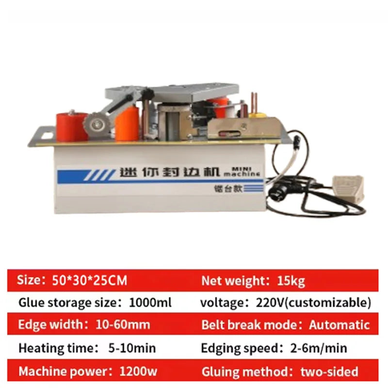 220V Mini Edge Banding Machine from Poland Woodworking Home Decoration Curved Straight Line Saw Table Edge Banding Machine Tools