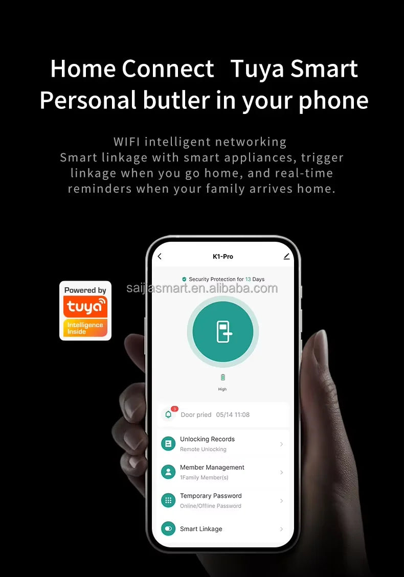Gate Security Intelligent Combination Tuya Handle Digital Fingerprint Smart Door Locks With Camera