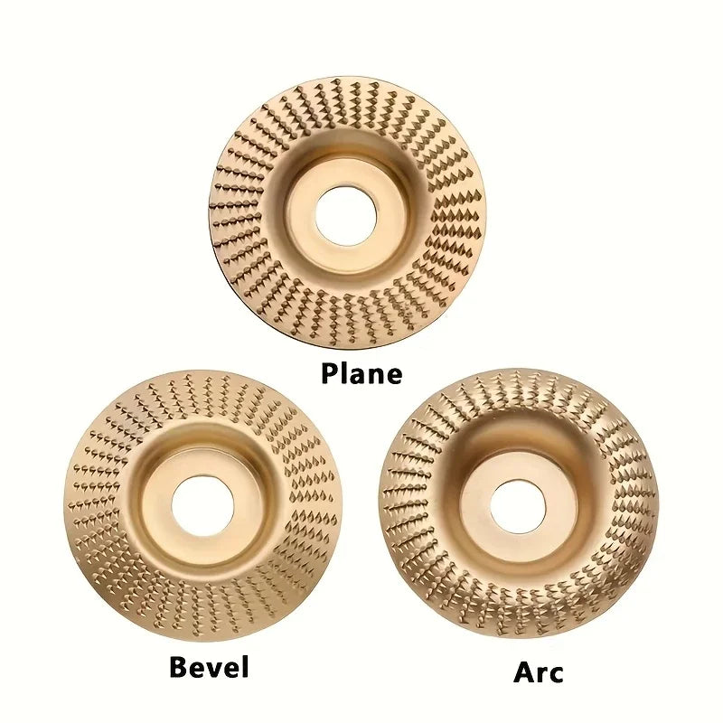 5-Piece Wood Carving Disc Set, Compatible with 100-Type Angle Grinder, Wooden Grinding Wheel Discs, 3 Grinding Discs + 2 Angle Grinder Pressure Plates, Tool Accessories