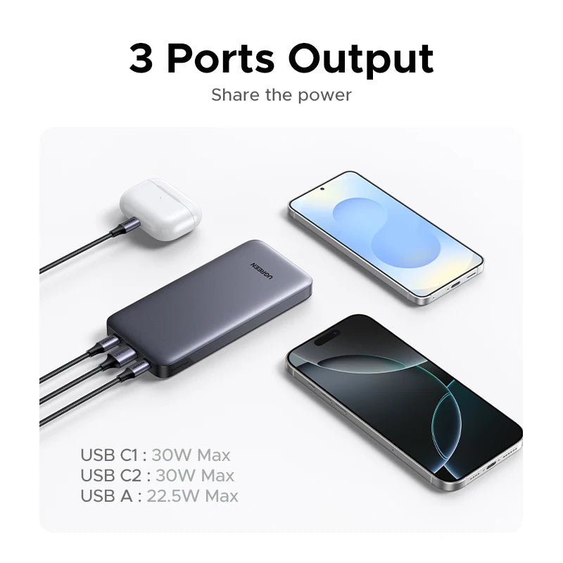Portable 20000mAh Fast Charging Power Bank with USB-C PD Delivery Tidesmit