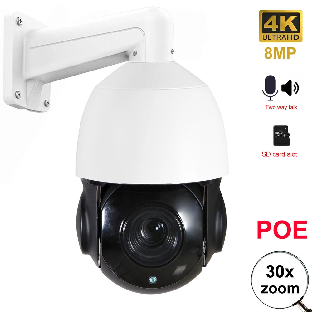 Onvif-Compatible IMX415 Hikvision-Compatible 4K 8MP 6MP 5MP 2MP Outdoor POE IP PTZ Cam Speed Dome Camera 30X Zoom PTZ IP Camera