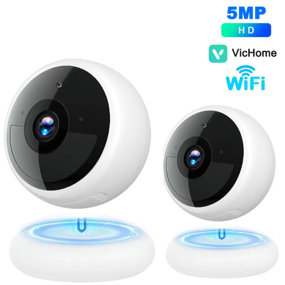 White dual WiFi security camera pair, 5MP HD, VicHome