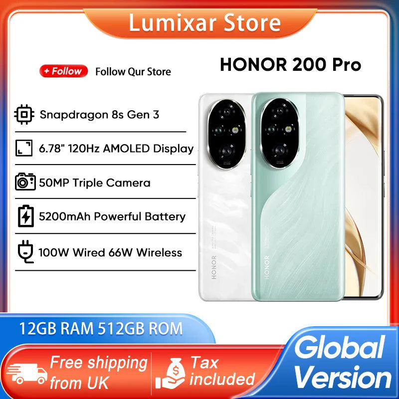 HONOR 200 Pro 5G Smartphone 512GB 12GB RAM Ocean Cyan Unlocked AE Tidesmit