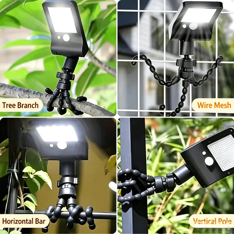 2pcs IP65 Solar Octopus Lights. Bendable Brackets Fit Any Spot, Solar Powered Pool Lights, 196 LEDs with Motion Sensor Auto-on. Drill-free Installation, Great for Yard Lighting